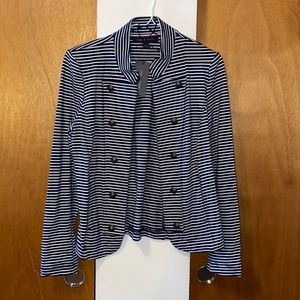🌊 NWT Tommy Hilfiger Navy & White Striped Military Jacket/Blazer